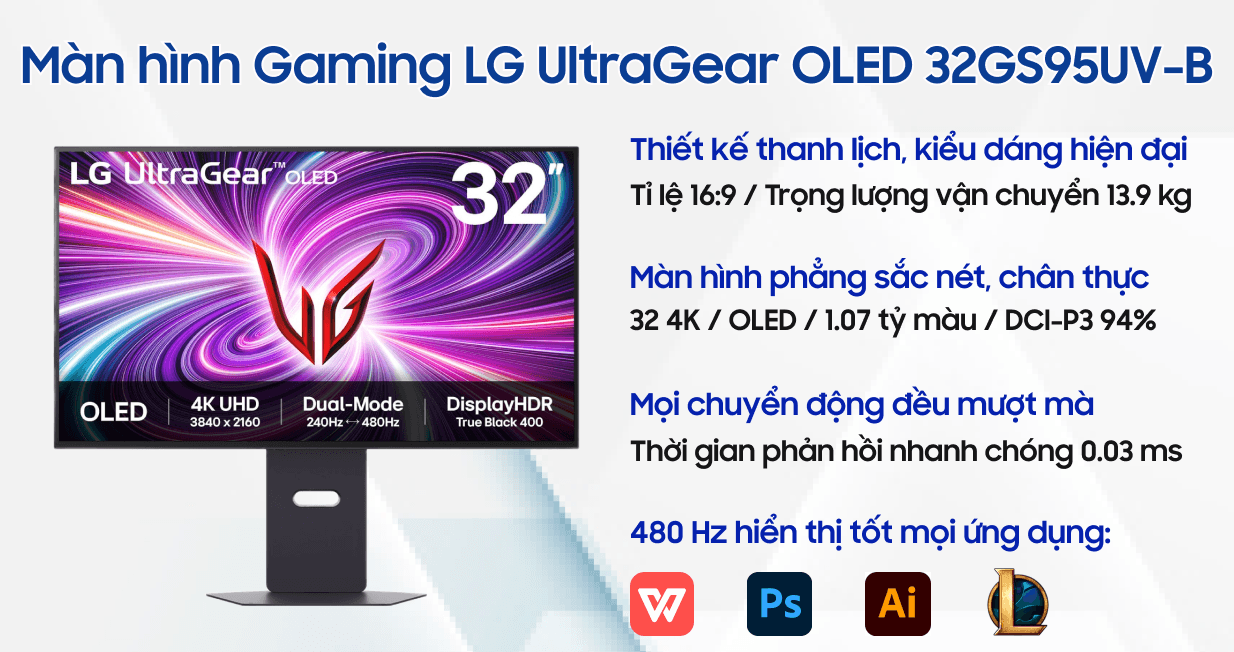 Ảnh Màn hình Gaming LG UltraGear OLED 32GS95UV-B 32 inch