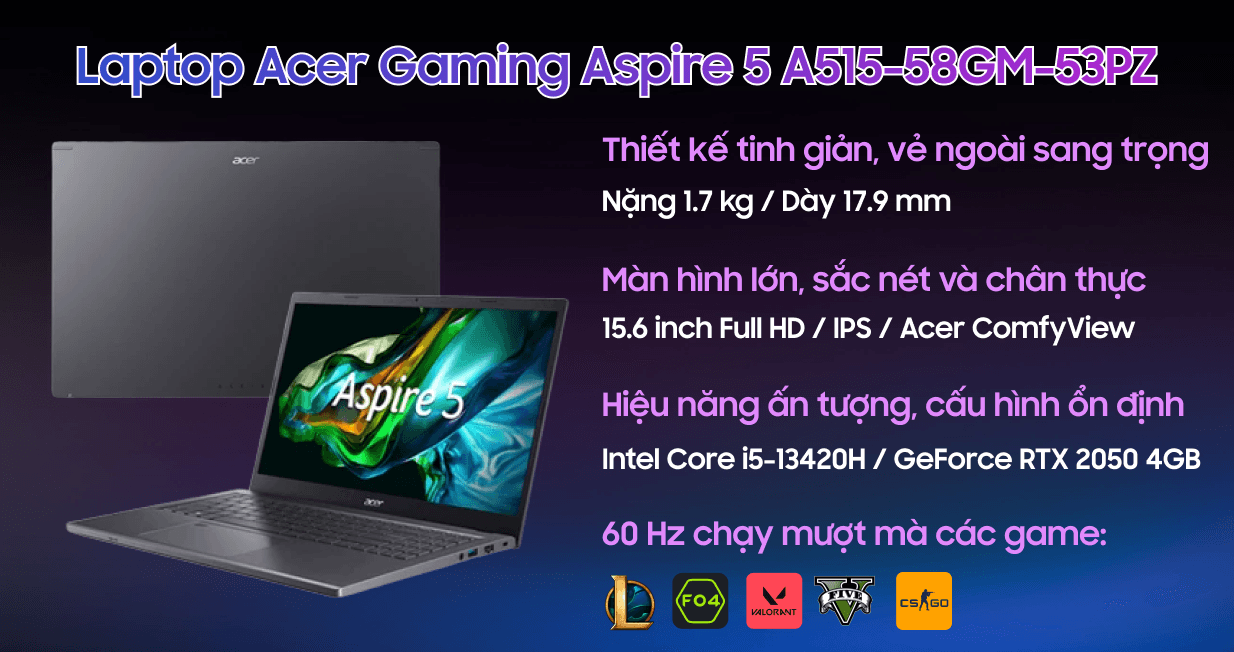 Ảnh Laptop Acer Gaming Aspire 5 A515-58GM-53PZ