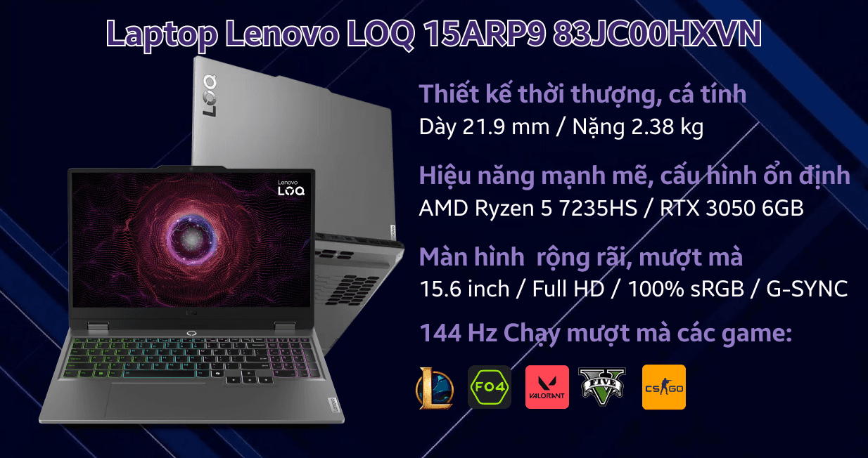 Ảnh Laptop Lenovo LOQ 15ARP9 83JC00HXVN