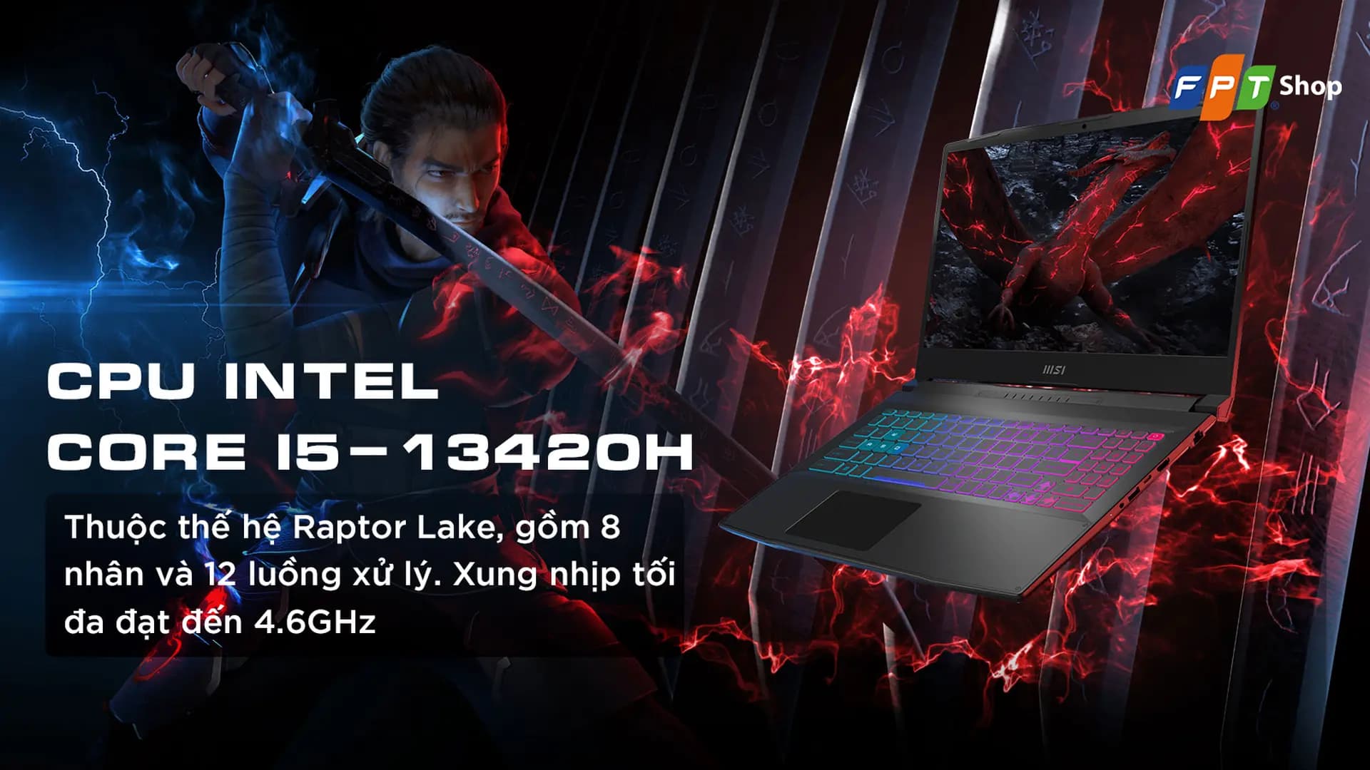 Ảnh Laptop MSI Gaming Katana 15 B13VEK-2415VN i5 13420H/24GB/512GB/15.6"FHD/RTX 4050 6GB/Win11_Balo