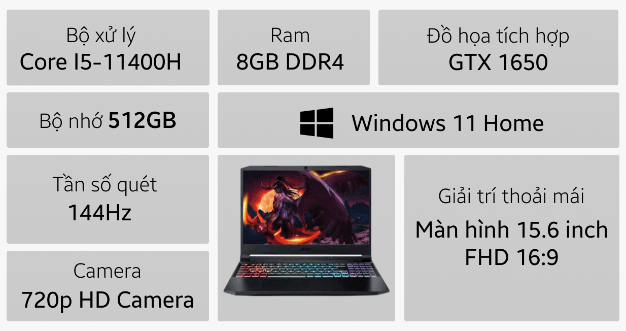 Ảnh Laptop Gaming Acer Nitro 5 Eagle AN515-57-5669 NH.QEHSV.001