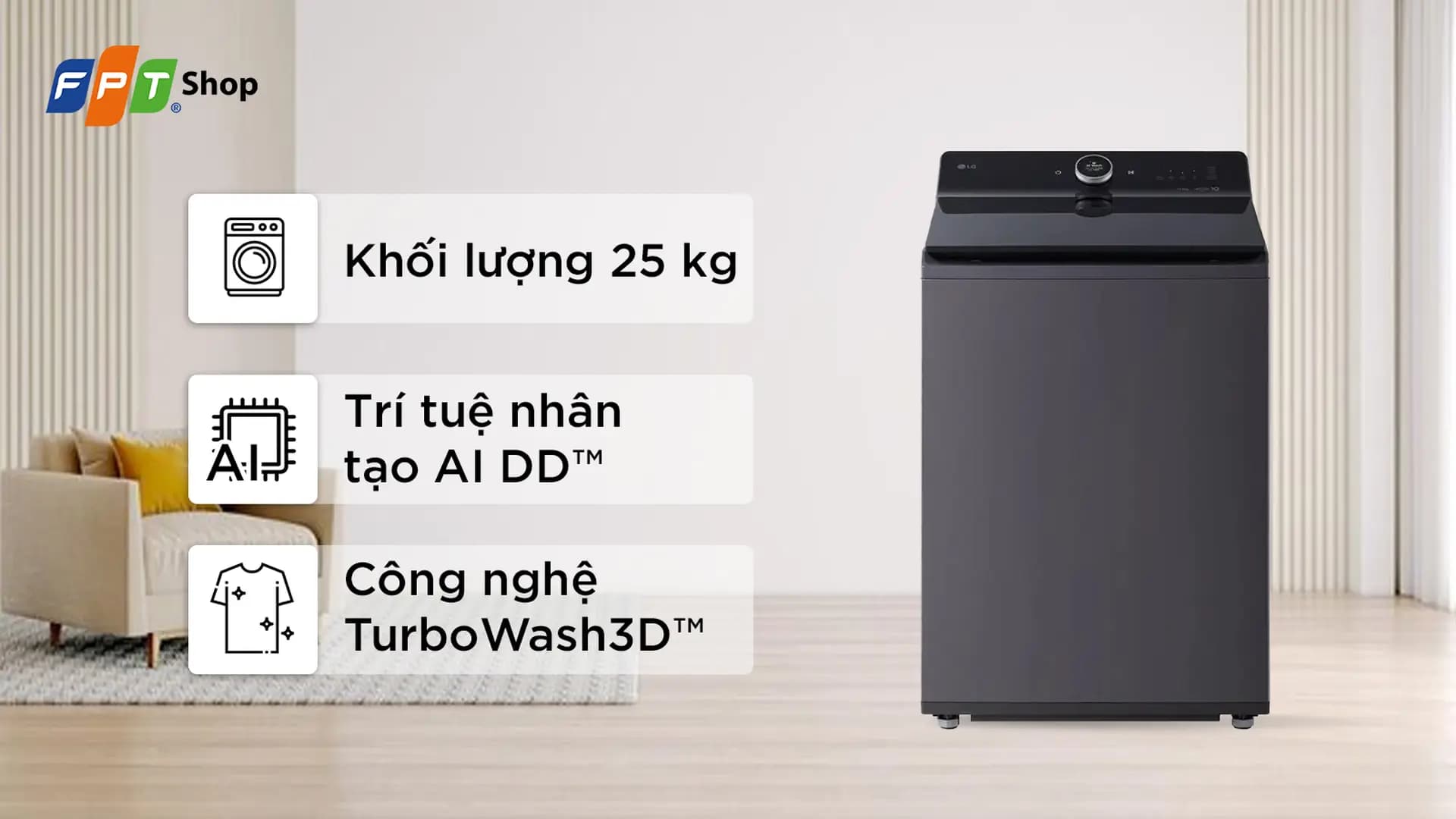 Ảnh Máy giặt cửa trên LG AI DD Inverter 25 kg TX2725AT9G
